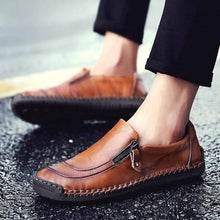 Load image into Gallery viewer, Libiyi Men Hand Stitching Zipper Slip-ons Leather Shoes - Libiyi