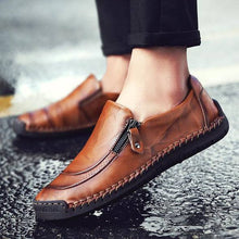 Load image into Gallery viewer, Libiyi Men Hand Stitching Zipper Slip-ons Leather Shoes - Libiyi