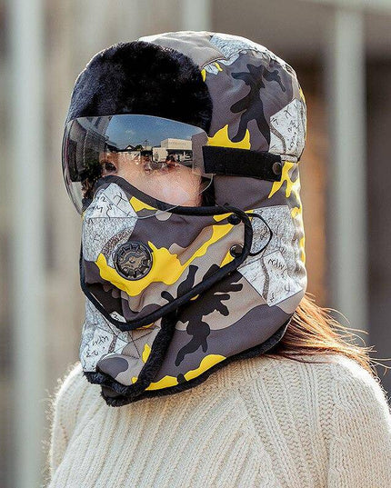 Unisex Winter Warm Hat with Windproof Facemask and Windproof Glasses - Libiyi