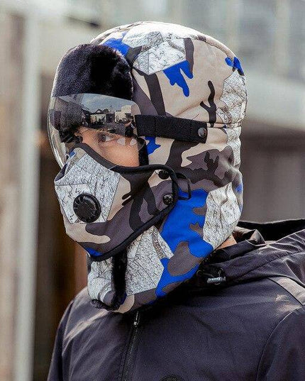 Unisex Winter Warm Hat with Windproof Facemask and Windproof Glasses - Libiyi