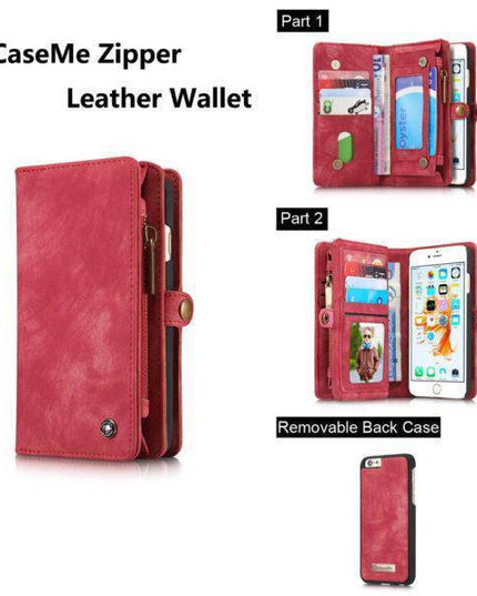 Zipper Wallet Magnetic Case Detachable 2 in 1 Cover For iPhone - Libiyi