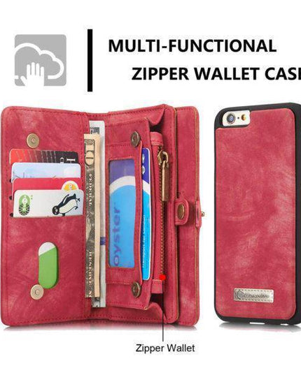 Zipper Wallet Magnetic Case Detachable 2 in 1 Cover For iPhone - Libiyi