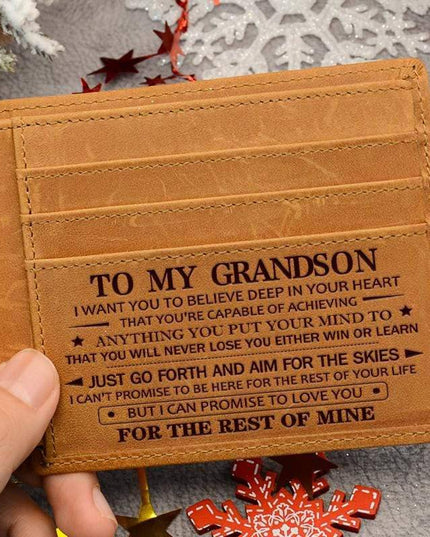 To My GrandSon - Premium Cow Leather Card Wallet - Libiyi