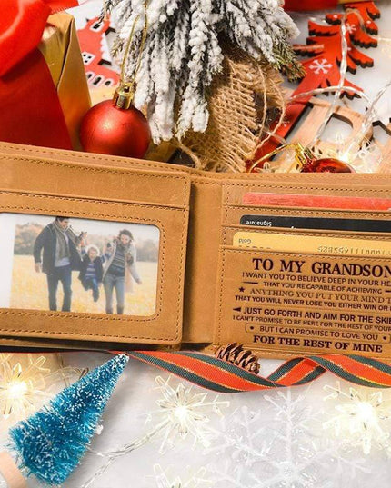 To My GrandSon - Premium Cow Leather Card Wallet - Libiyi