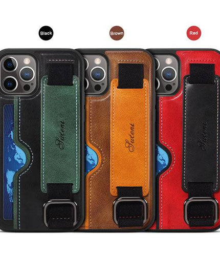 2022 Protective Leather Kickstand Wristband Case For iPhone - Libiyi